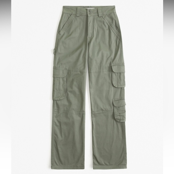 NWOT Abercrombie and Fitch Green Relaxed Cargo Pants 24 / 00 R - Picture 6 of 12